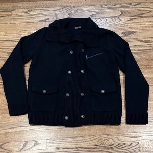 Men’s black virgin wool sweater jacket XXL